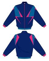 retro jacket design template back and front view vector