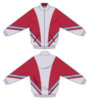 track jacket design template back and front view vector