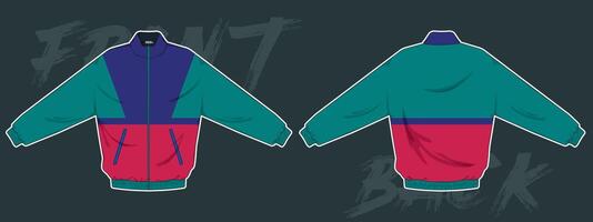retro theme varsity jacket design front and back vector