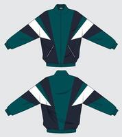three color combination jacket design with front and back view mock up vector