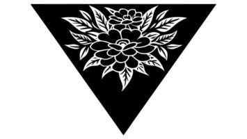 Decorative floral silhouette in triangular geometric style vector