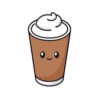 Elegant latte cup with frothy artwork, ideal for cafe menus. vector