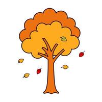 Nature scene of an autumn tree with vibrant falling leaves vector