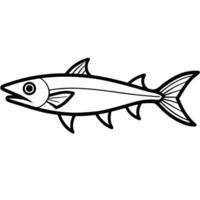 Realistic Barracuda Line Art with Fine Sharp vector