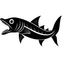 Detailed Silhouette of a Fierce Barracuda with Sharp Features vector