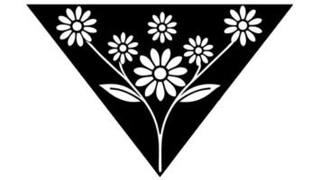 Monochrome triangular floral ornament delicate style vector