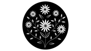 Minimal botanical outline with floral ornament style. vector