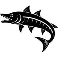 Barracuda Silhouette Artwork Featuring Sharp Teeth and Fierce vector