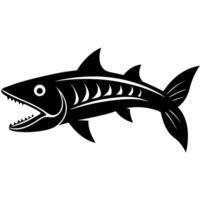 Barracuda Silhouette Artwork Featuring Sharp Teeth and Fierce Look vector