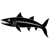 Detailed Silhouette of a Fierce Barracuda with Sharp Feature vector