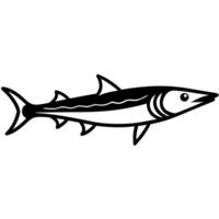Fierce Barracuda with Sharp Features in a Detailed Line Drawing vector