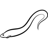 Minimalistic fish art showcasing a long eel with shiny fins. vector