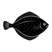 Minimal Flounder Fish Silhouette Drawing for Creative Projects vector