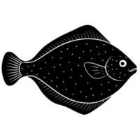Simple Flat Flounder Fish Silhouette Design for Nature vector