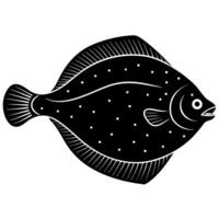 Minimal Flounder Fish Silhouette Drawing Creative Projects vector