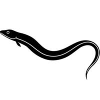 Long smooth eel with shiny fins in beautiful silhouette vector