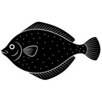 Simple Flat Flounder Fish Silhouette Design for Nature Themes vector