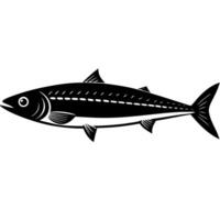 Fresh Mackerel Fish Silhouette in Elegant Drawing Style vector