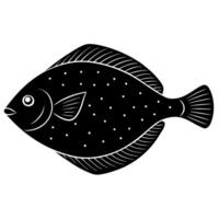 Black and White Flounder Fish Silhouette Drawing for Graphics vector