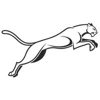 a silhouette line art of a running cheetah sleek vector