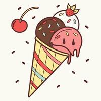 a vibrant icon of an ice cream cone with two scoop vector
