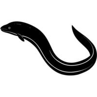 Elegant aquatic eel with shiny fins in minimalist silhouette style. vector