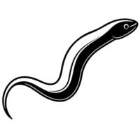 Graceful underwater eel silhouette with a sleek shiny finish. vector