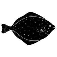Flat halibut silhouette ideal for aquatic decor vector