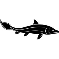 Simple yet striking silhouette of a large sturgeon fish for art vector