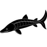 Simple yet striking silhouette of a large sturgeon fish for art use. vector