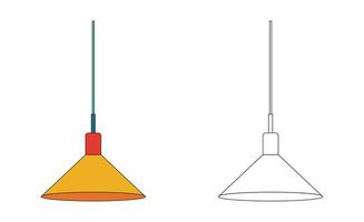 Illustration hanging lamp retro unique design with blank background vector