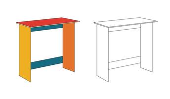 Illustration desk retro with outline and line stroke and blank background vector