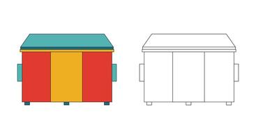 Illustration trash dumpster retro unique design with blank background vector