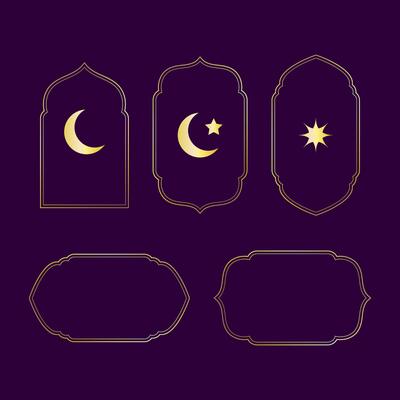 Islamic frame shapes set trendy boho thin line art arabic arches geometric minimalist aesthetic