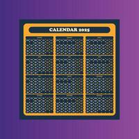 Modern Wall Calendar Design 2025. Creative Template Display for Promotional Campaign. vector