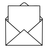 Open envelope black line icon isolated on transparent background vector