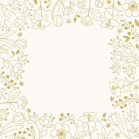 Golden floral frame with copy space on light background vector