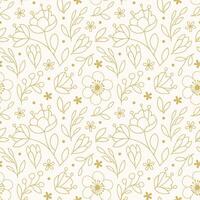 Golden floral pattern on light background seamless pattern vector