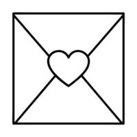 Square envelope with heart black line icon isolated on transparent background vector