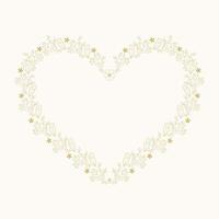 Hand drawn gold floral heart vector