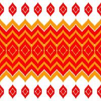 Ikat Seamless Pattern Design for Fabric. Orange and red ethnic seamless pattern. Boho, clothing, textile, wrapping, background, wallpaper, carpet, embroidery, print vector
