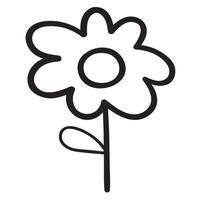 Chamomile. Black color outline design. Illustration on white background. vector