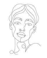 Woman face portrait, isolated line drawing, illustration design. Continuous single line drawing. Modern minimalist simple style vector