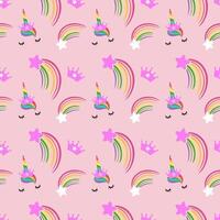 Seamless pattern background of dream unicorn with rainbow and crown vector