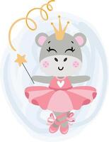 Hippo Ballerina with Magic Wand vector