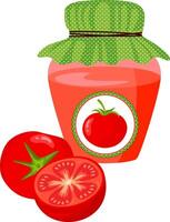 Glass jar with tomato jam vector