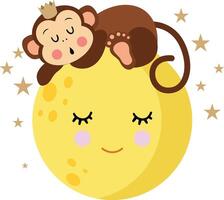 King Monkey Dreaming on a Friendly Moon vector