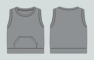 Grey Color Tank tops With pocket front and back vector