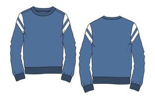Long sleeve blue Color sweatshirt front and back isolated on white background vector