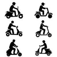 A set of man is riding a scooter vector